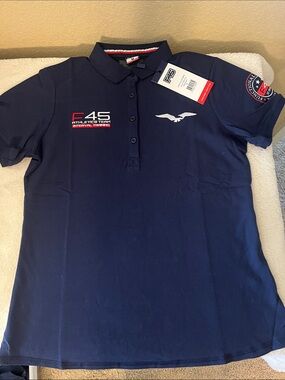 Women’s F45 Functional Uniform Polo Shirt Team Navy Peacoat Size M NEW